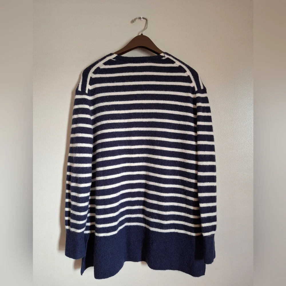 Madewell Merino Wool Alpaca Open Front Striped Cardigan Sweater